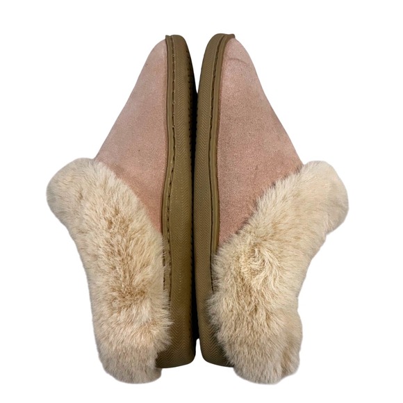 MySlippers Women Scuff Slippers Pink Faux Fur Lined Suede House Shoes Loungewear - Picture 2 of 7